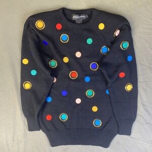 New Vintage 80s Spree Intl. Sweater 5080 Size‎ Large with Shoulder Pads Black